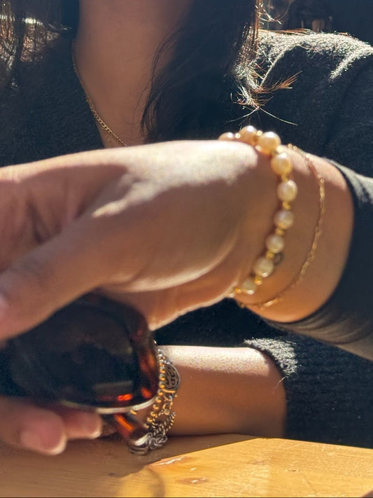 Freshwater pearl Love Charm Bracelet